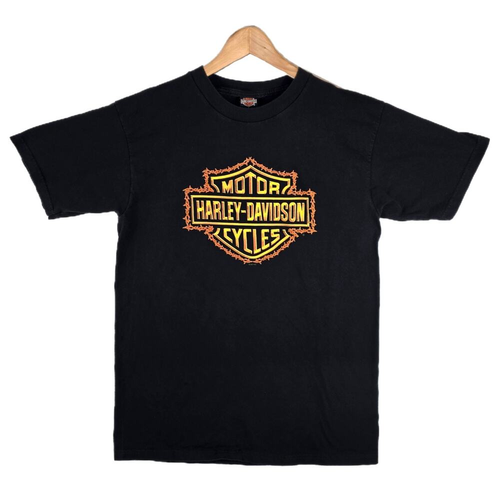 Vintage Harley Davidson Barbwire Logo Buffalo New York NY Sz Large USA Made Y2K